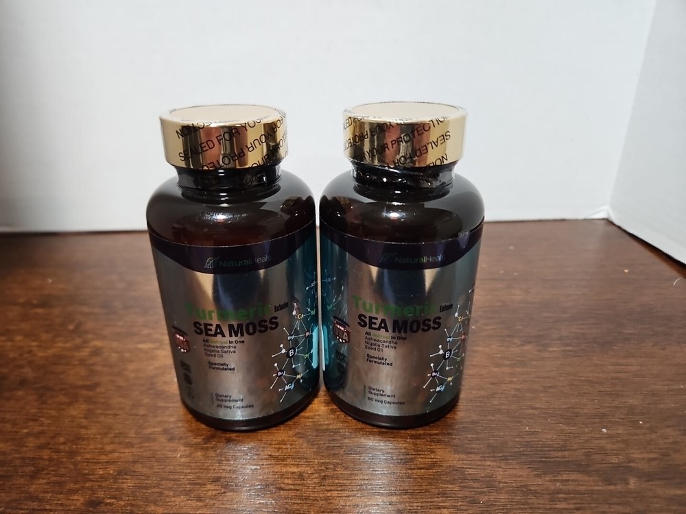 Natural Heals Turmeric Exclusive Sea Moss  - 60 Caps, Exp. 7/26.        2 Pack