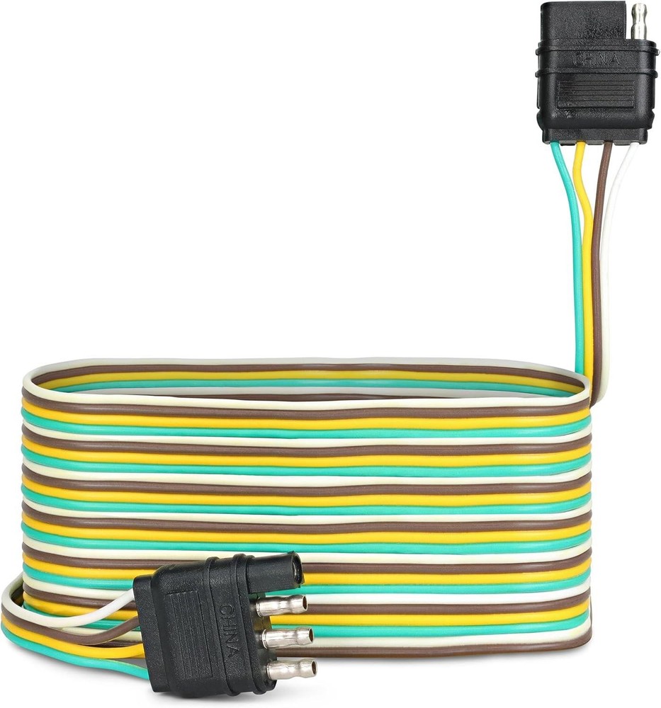 Trailer Wire Extension, 20Ft, 4-Way 4-Pin Plug Flat 20 Gauge – Hitch Light Trail