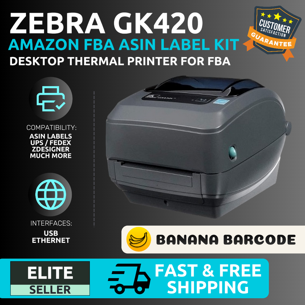 Zebra GK420 Desktop Label Printer for Amazon FBA ASIN Barcodes USB Network Connectivity-image