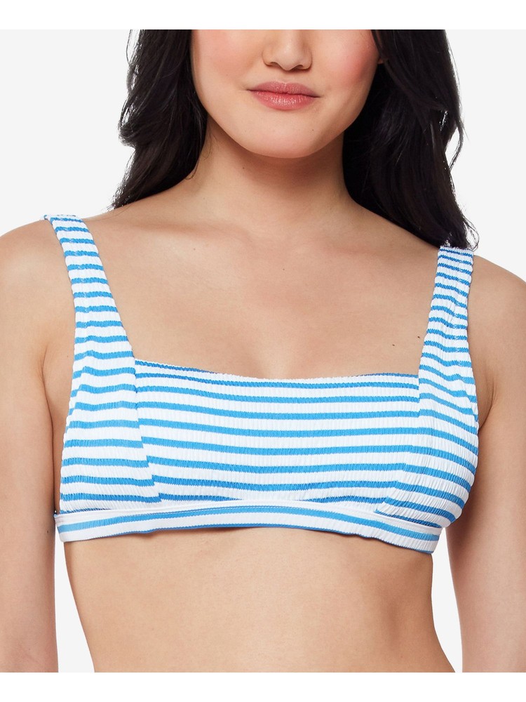 Jessica Simpson Womens Blue Tie Textured Square Neck Swimsuit Top XL  