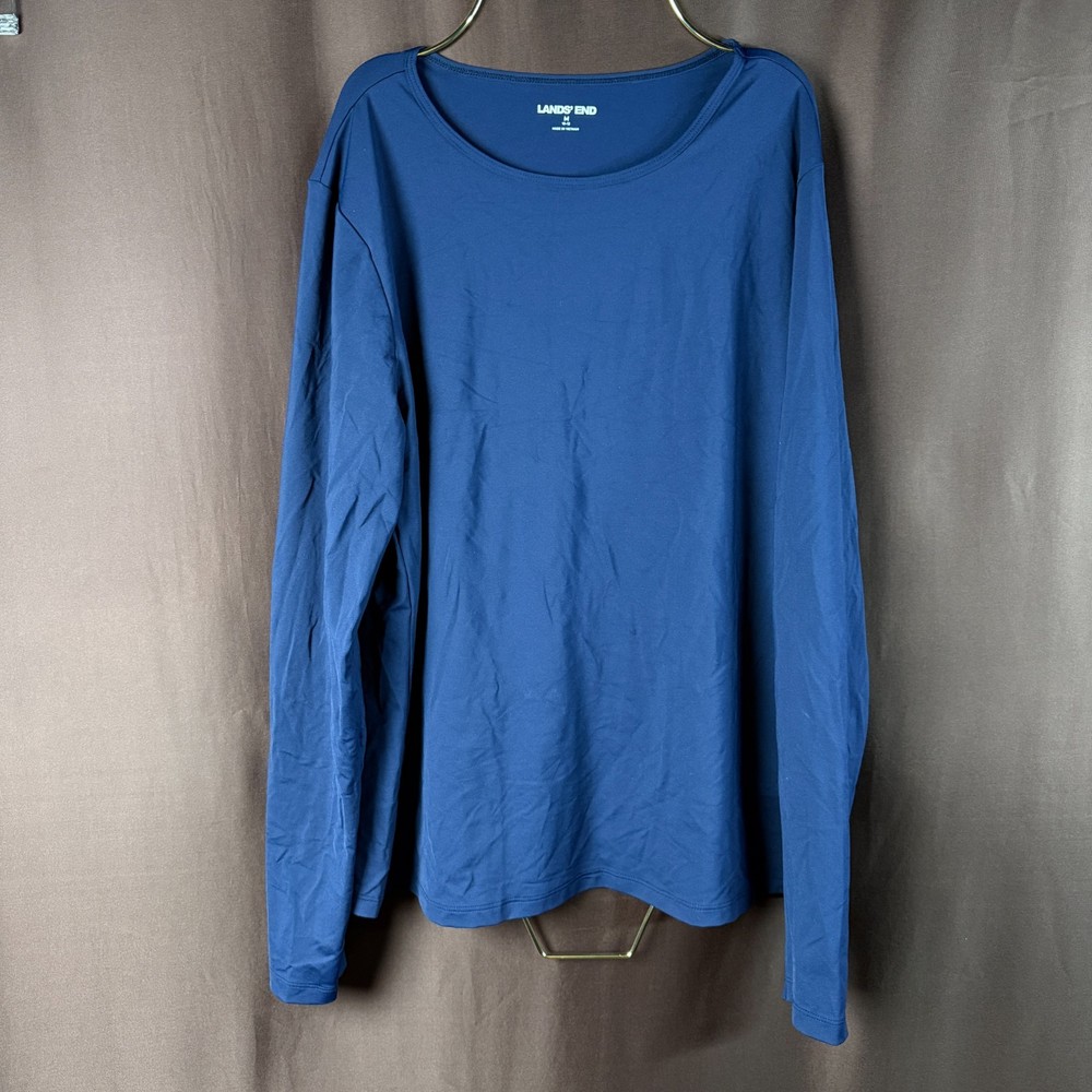 Lands' End Women's M-1X Deep Sea SunShade UPF 50 Long Sleeve Relaxed Rash Guard