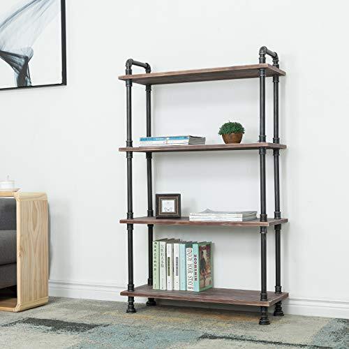 You Industrial Bookcase Solid Pine Open Wood Shelves Rustic Modern Industrial Pi