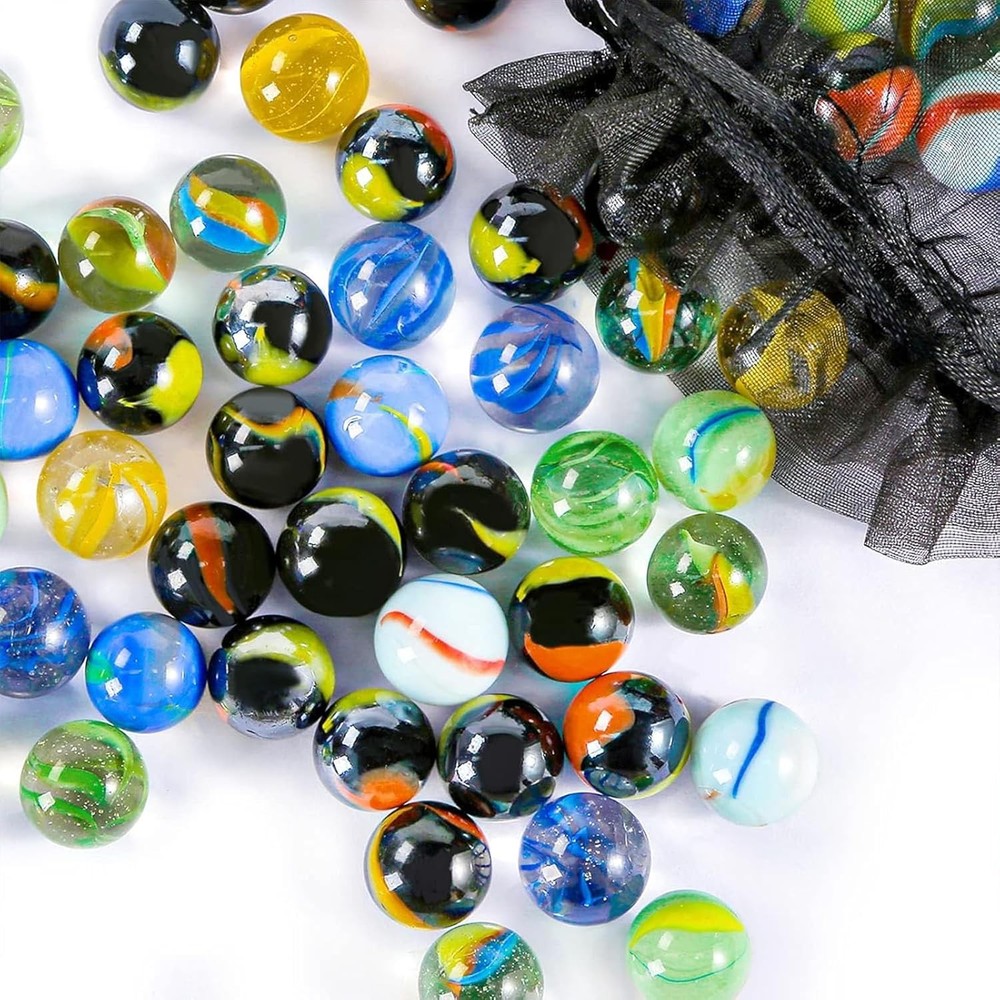 POPLAY Colorful Glass Marbles, 0.6inch Marbles Bulk for Kids Marble...