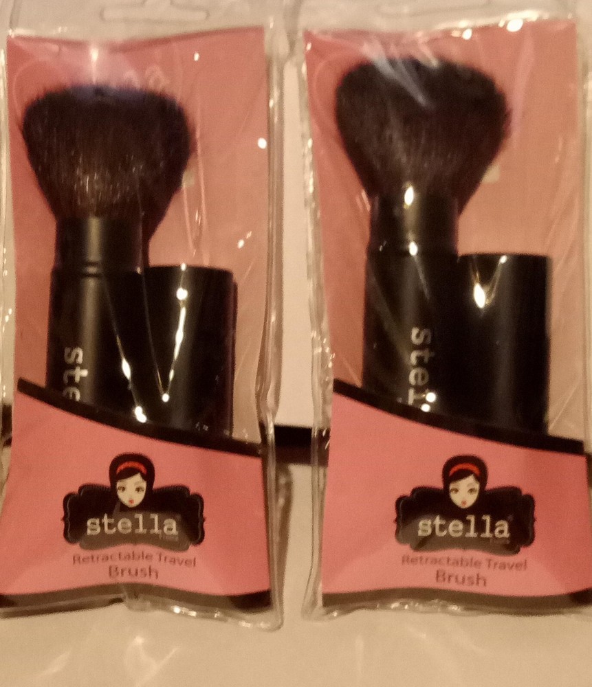 Stella Retractable Travel Brush Set of 2 Plush Cosmetic Sealed