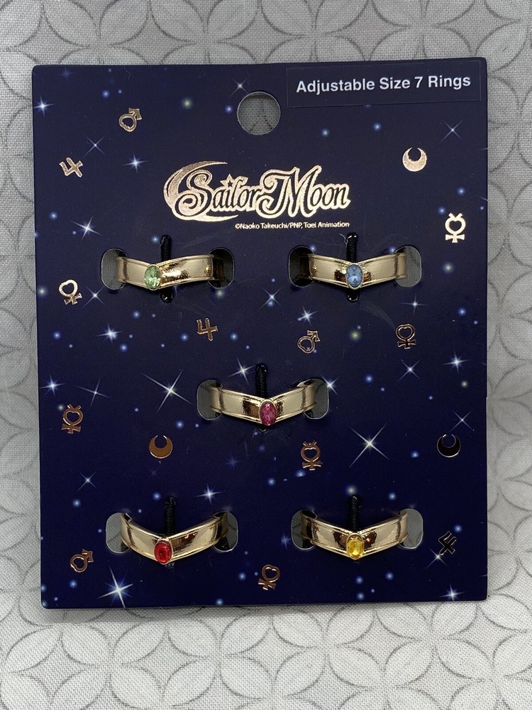 Hot Topic Sailor Moon Sailor Scouts Adjustable Gold Tiara Ring Set-image
