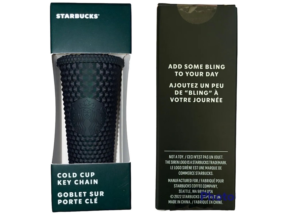 Starbucks Mini Studded Tumbler Keychain Dark Green Cold Cup Ornament-image