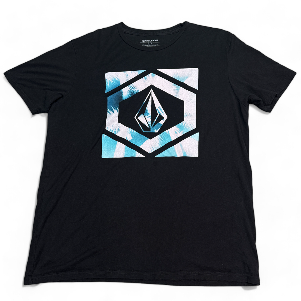 Volcom Stone T Shirt Adult Size XL Black Big Logo Graphic Skate Tee Crew Neck