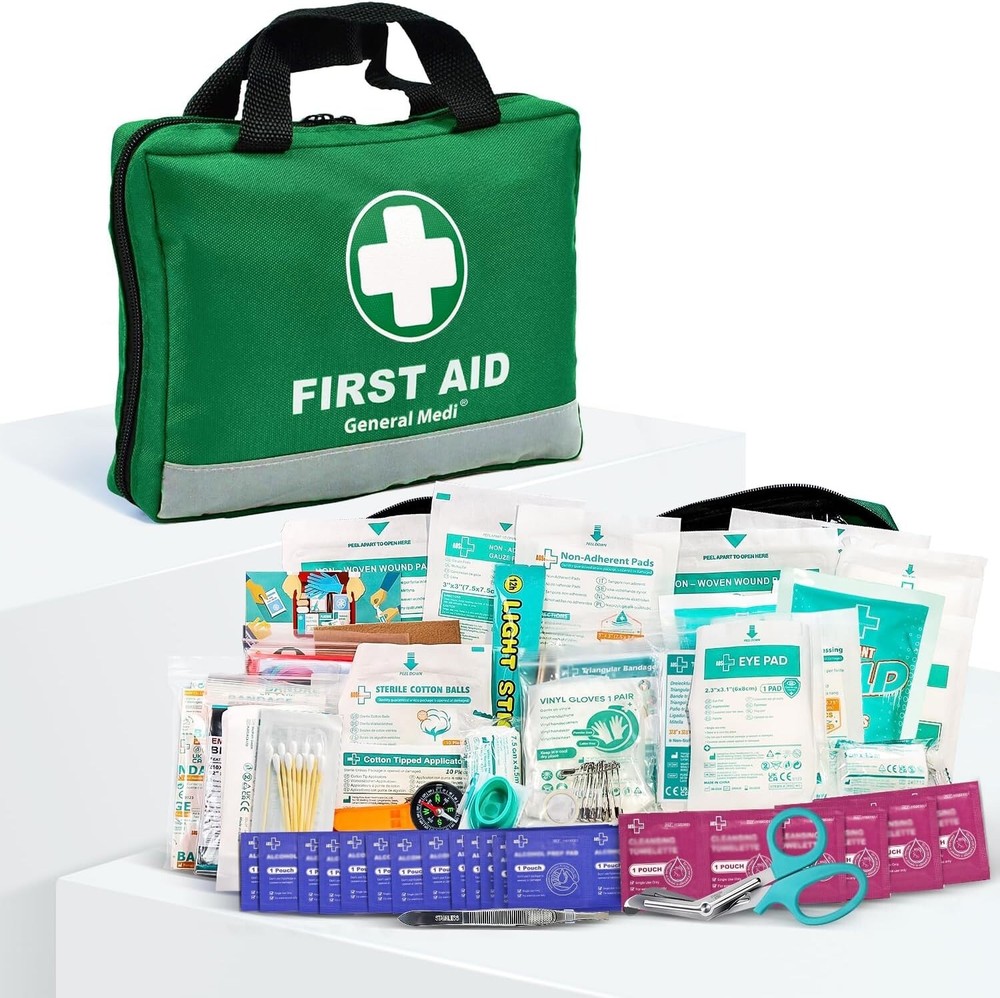210-Piece First Aid Kit with Easy-Access Carrying Case for Emergency Survival and All-Purpose Use