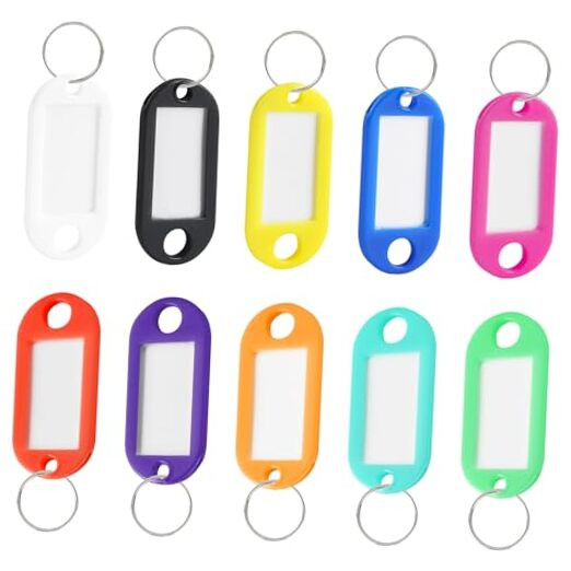 Key Tags with Labels, 50 PCS Plastic Key Tags with Rings Key Chain Label for
