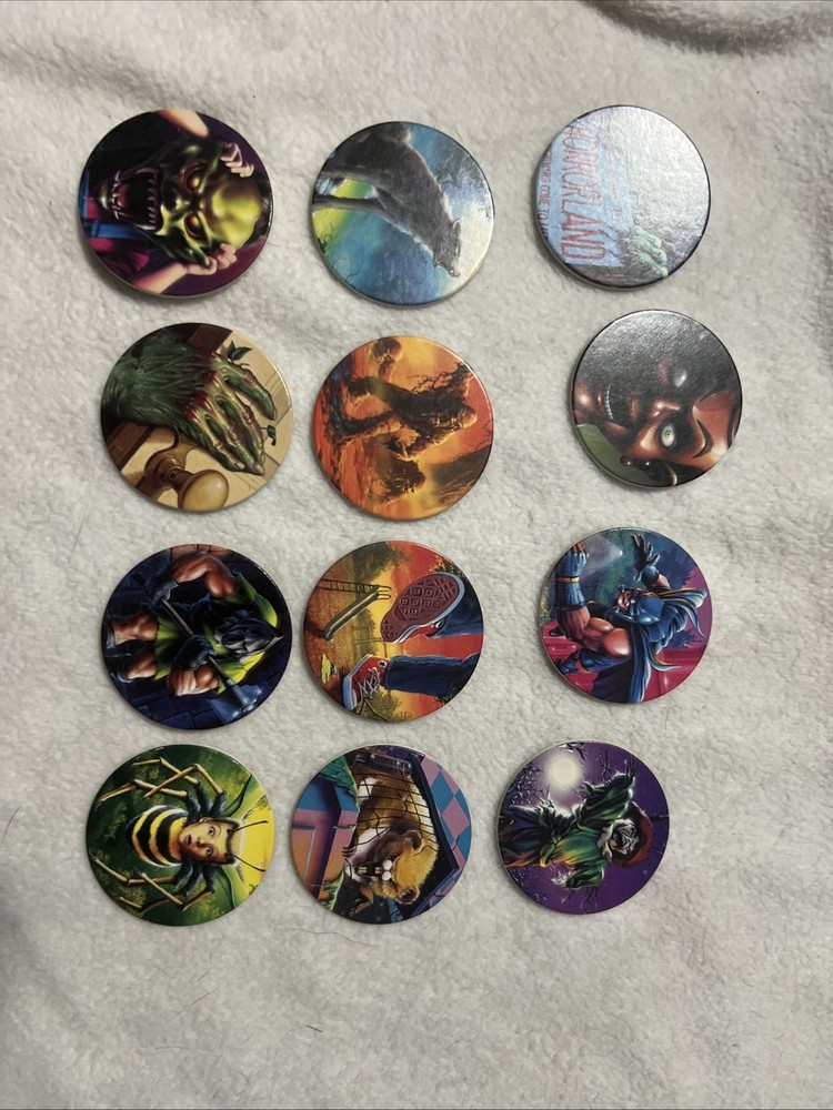 Goosebumps Pogs Milk Caps Lot of 12 Vintage 90s R.L Stine Excellent Condition