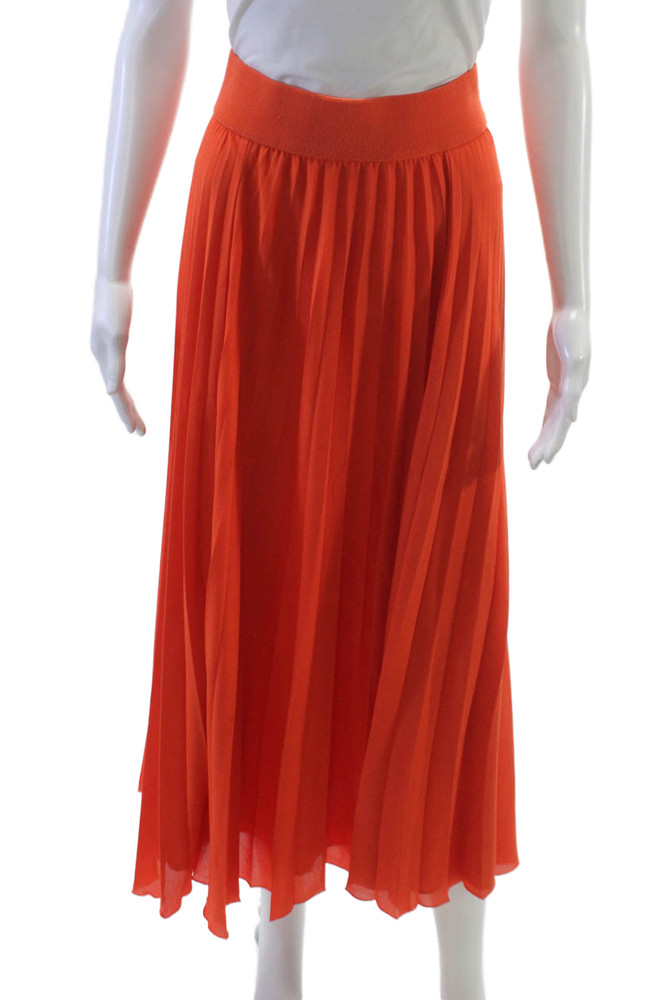COS Womens Pleated Midi Skirt Orange Cotton Zip Size 4Free Shipping in US $100+ Orders | $6.95 Orders Below