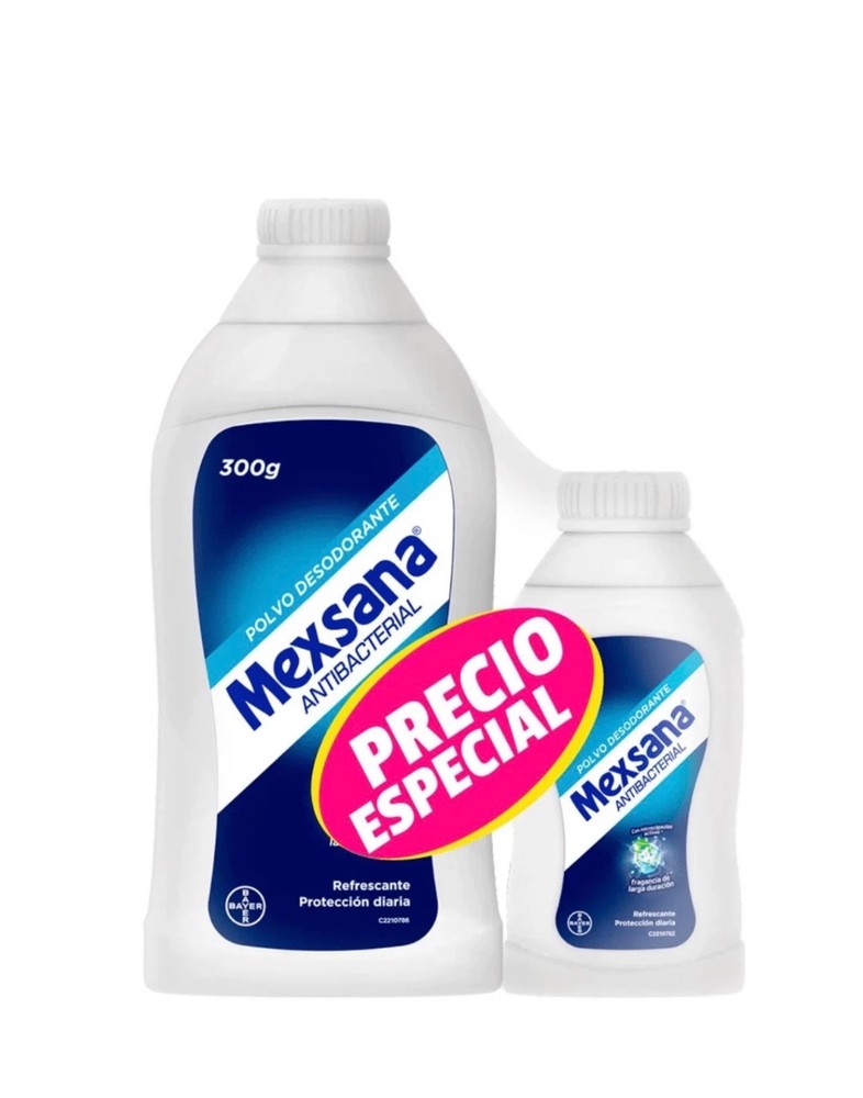 2 Pack - Talco Desodorante Mexsana Antibacterial para Pies - Foot Powder - 300g