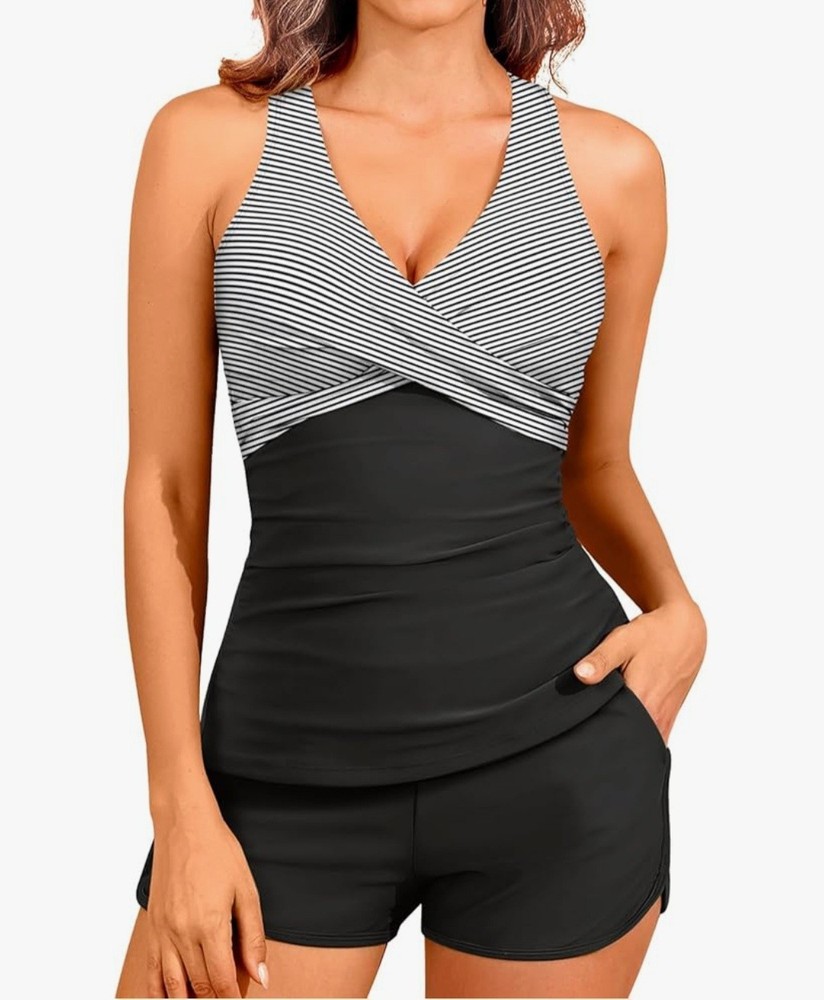 Tempt Me Women Tankini Swimsuits with Shorts 2pc Tummy Control... Size S. New