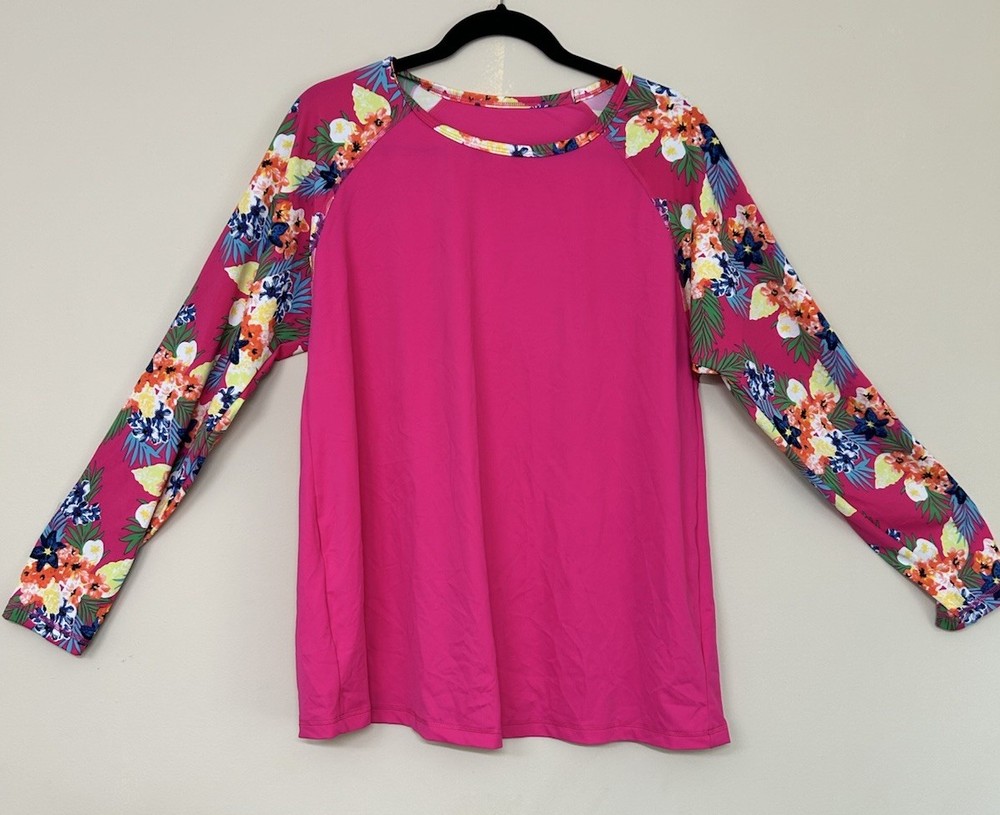 SWIM By cacique Size 18 Swim Top Pink Floral
