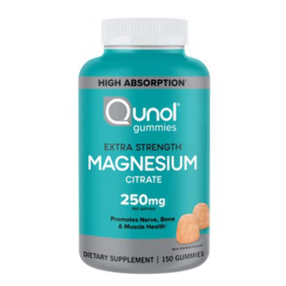 Qunol Extra Strength Magnesium 250mg Orange Flavor Gummies 150 Count
