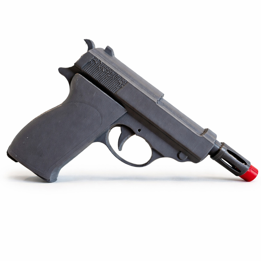 3D Printed Man From UNCLE Pistol Prop 1:1 Scale Replica w/ Red Tip Display
