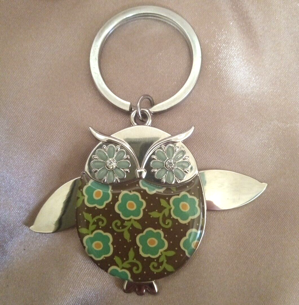 Owl Pendant With Moving Wings and Engraved Quote On Heavy Duty Key Ring