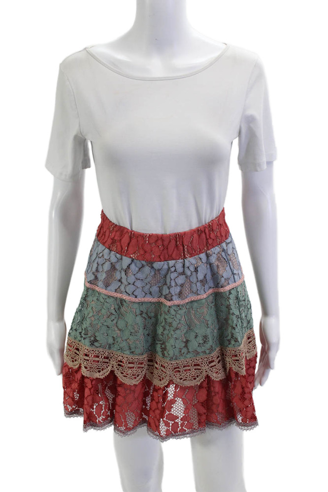 Alexis Women Peasant Mini Floral Skirt Red Size SFree Shipping in US $100+ Orders | $6.95 Orders Below