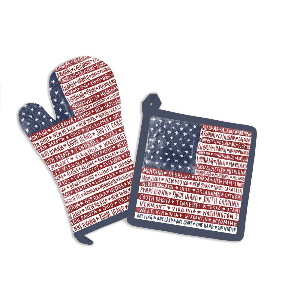 One Flag One Nation Oven Mitt & Pot Holder Set