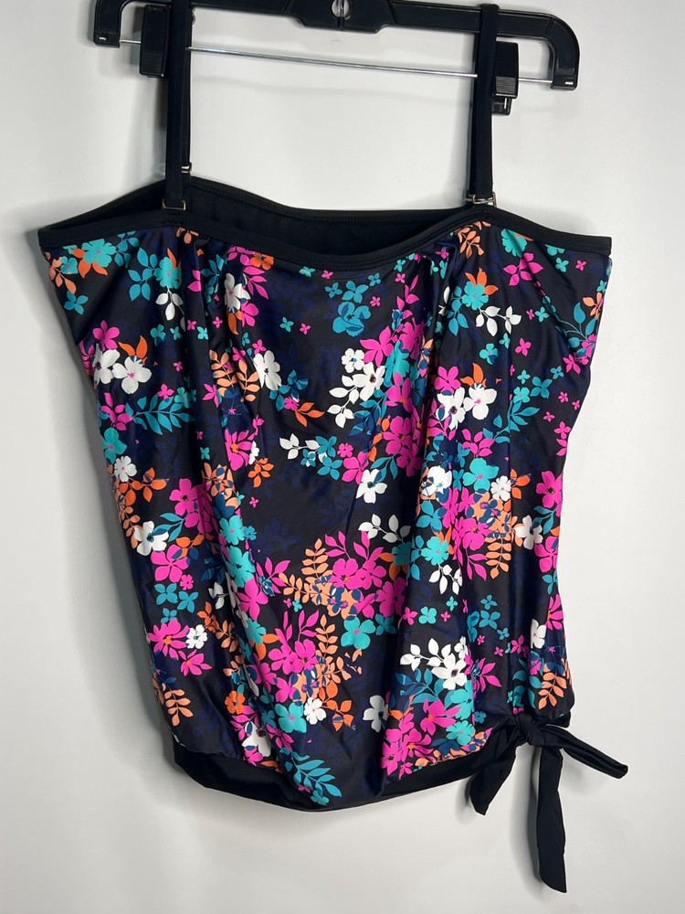 Island Escape Women’s Floral Tankini Swim Top Size 14 Adjustable Straps