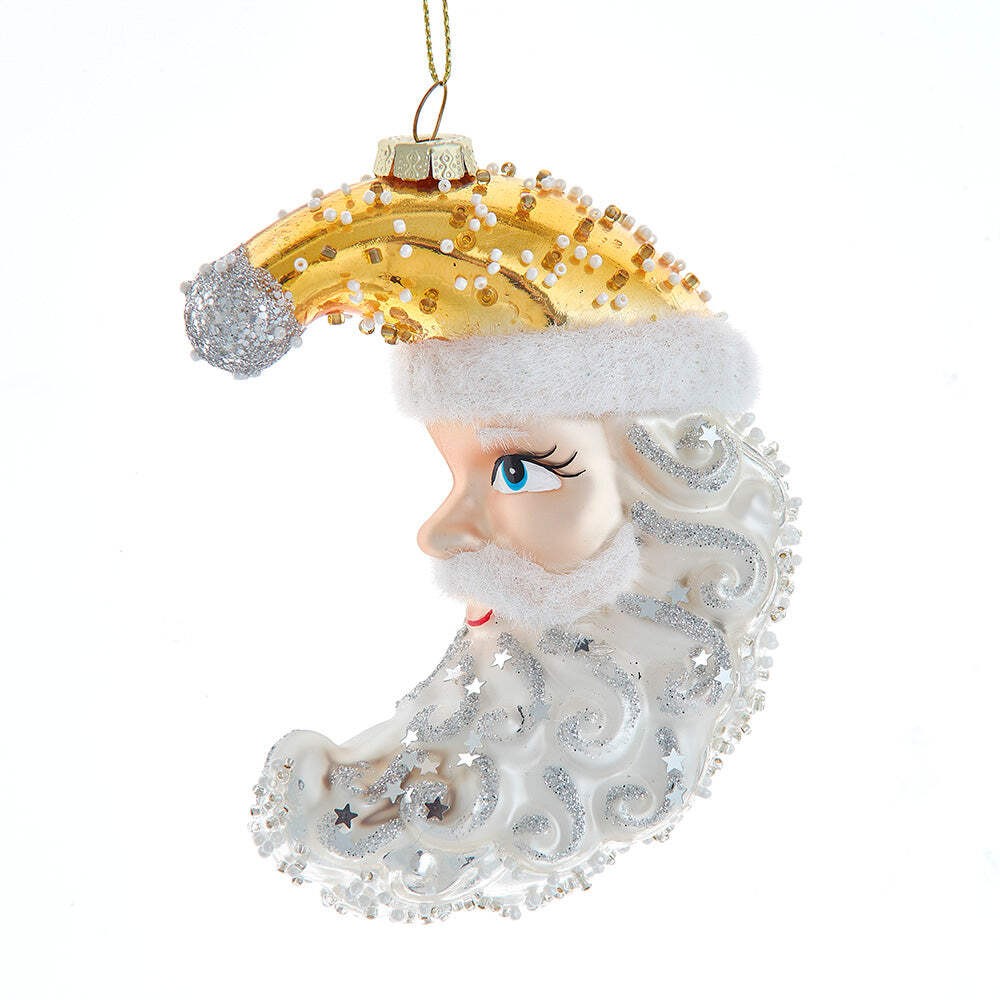 Celestial Santa Moon Glass Ornament 3.5