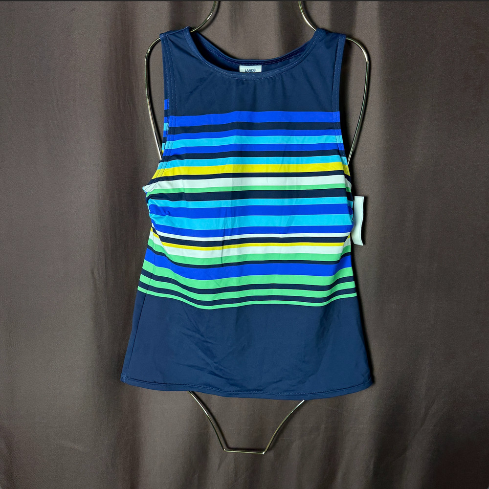 Lands End Women's 2-8 LONG High Neck UPF 50 Sun Protection Tankini Swimsuit Top