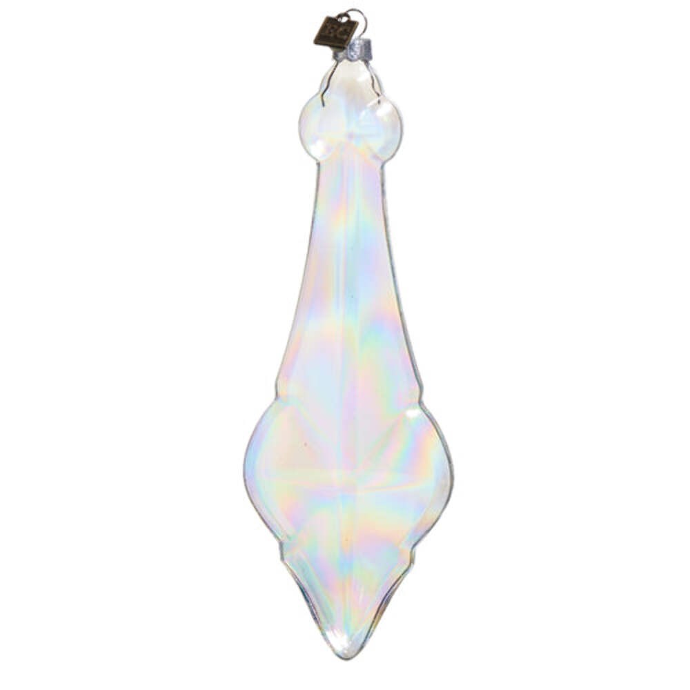 Iridescent Grand Crystal Pointed Drop Glass Ornament 8