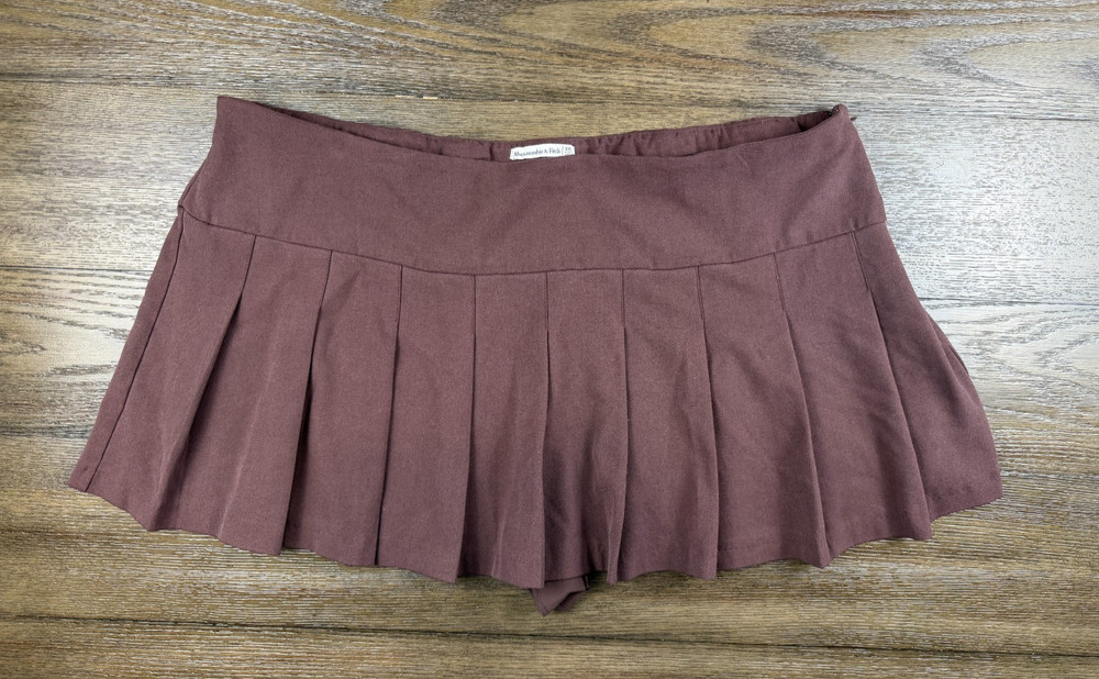 Women’s Abercrombie & Fitch Pleated Mini Skirt Brown Preppy XXL