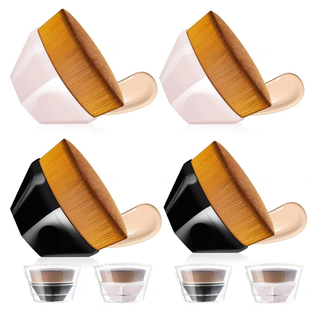 4-Piece Kabuki Makeup Brush Set for Liquid Cream & Powder Foundation Flawless Finish