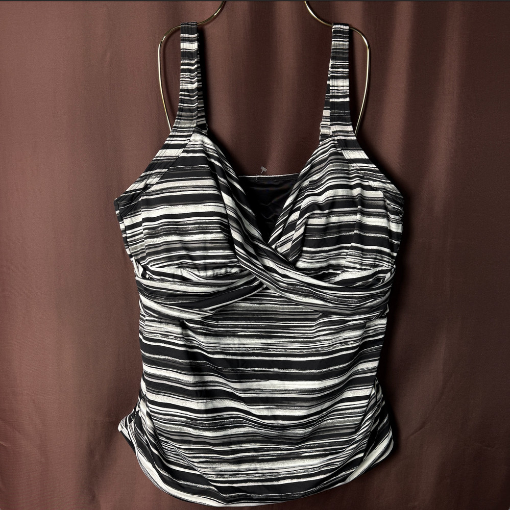 Lands' End Women's 22, 14 LONG Underwire Wrap Tankini Top Chlorine Resistant