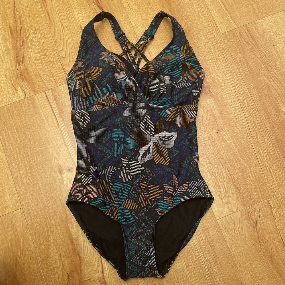 Prana Swimsuit Women Xs New Green One Piece Floral Outdoor Bohemian NWT Strappy