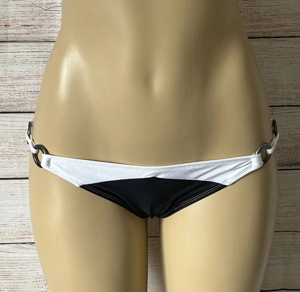Toxic Sadie Bikini Bottom  Black/ White Brazen Hoops NWT  Size M