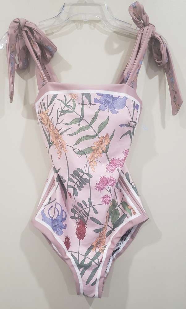 Womens One Piece Floral Reversible Two In One Bathing Suit Padded Bra Size S