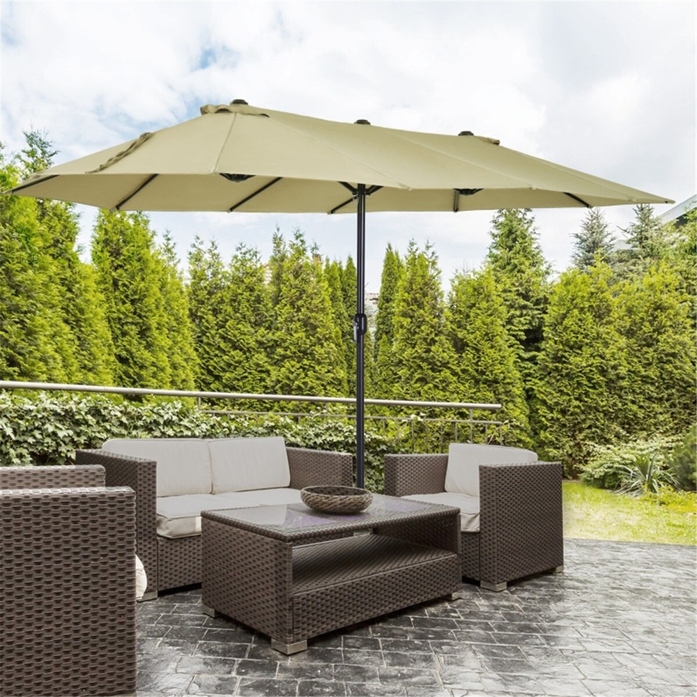 Double-Sided Outdoor Beach Umbrella Adjustable for Market Shade