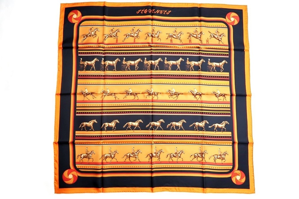 HERMES 90x90 Silk Scarf Carre with Horse Pattern Ref 557296