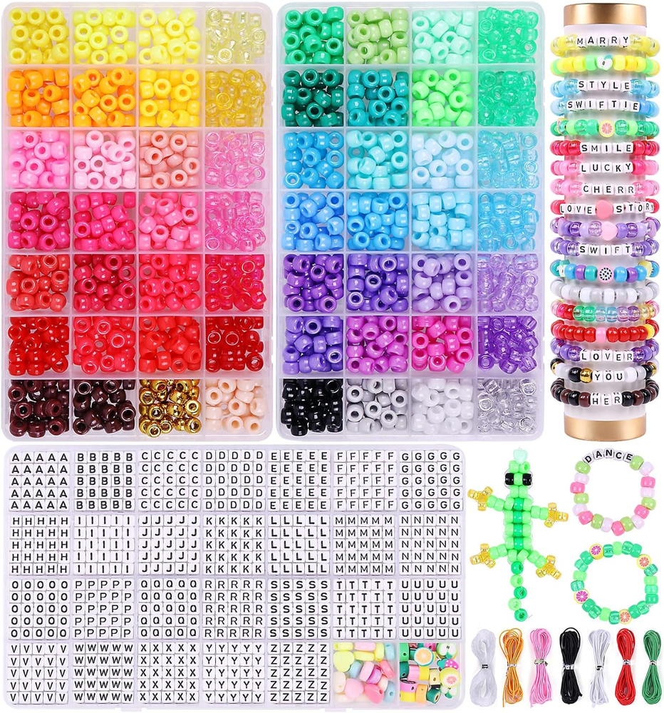 3000-Piece 56-Color Pony Beads for DIY Bracelets & Kandi Jewelry Making