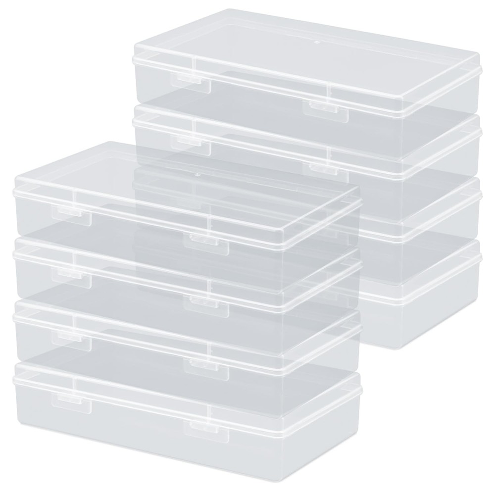 8-Pack Clear Plastic Bead Storage Containers with Lids