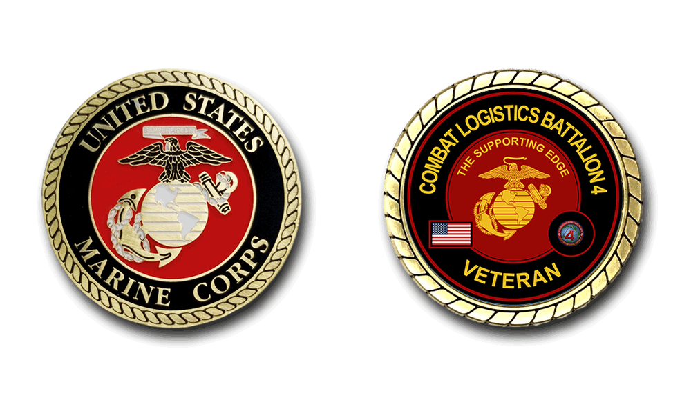 Combat Logistics Battalion 4 Veteran Challenge Coin Officially Licensed