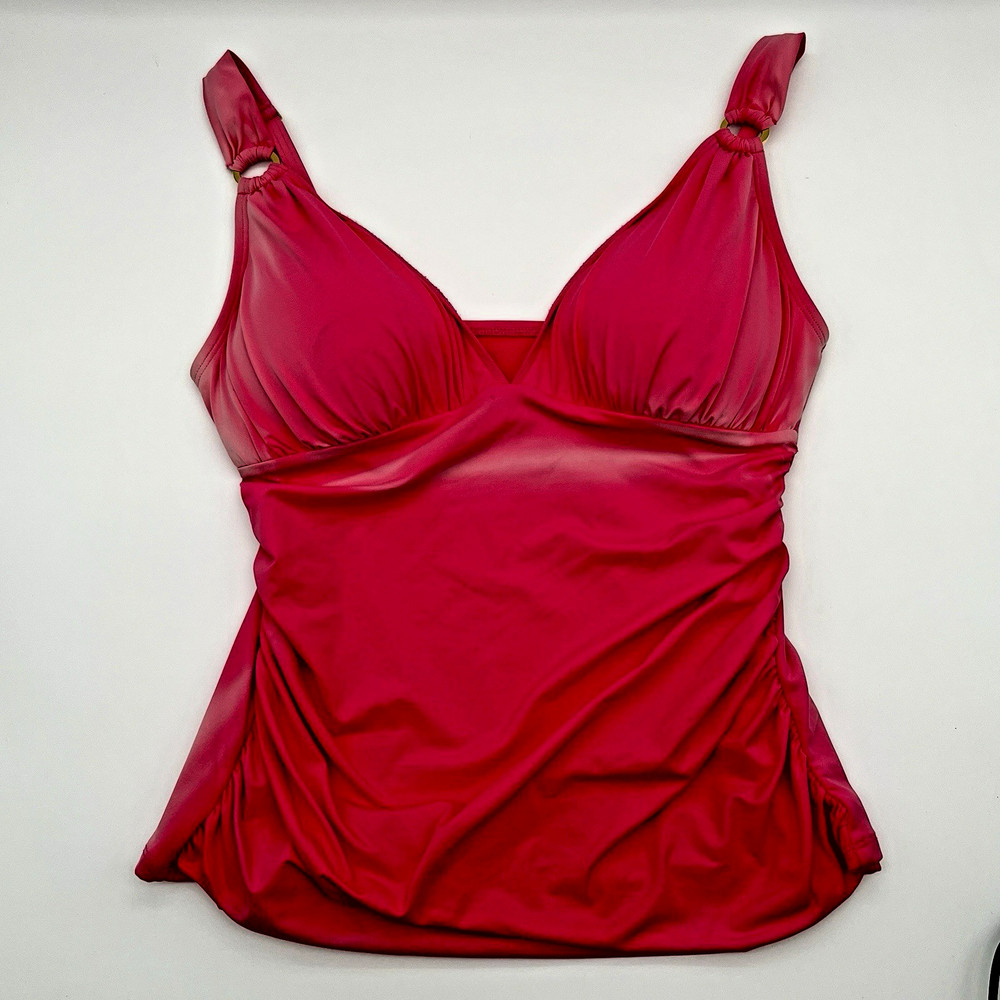 BLEU BY ROD BEATTIE Women's Fantasy Rose Red Tankini Top - Size 10 NWT Top Only