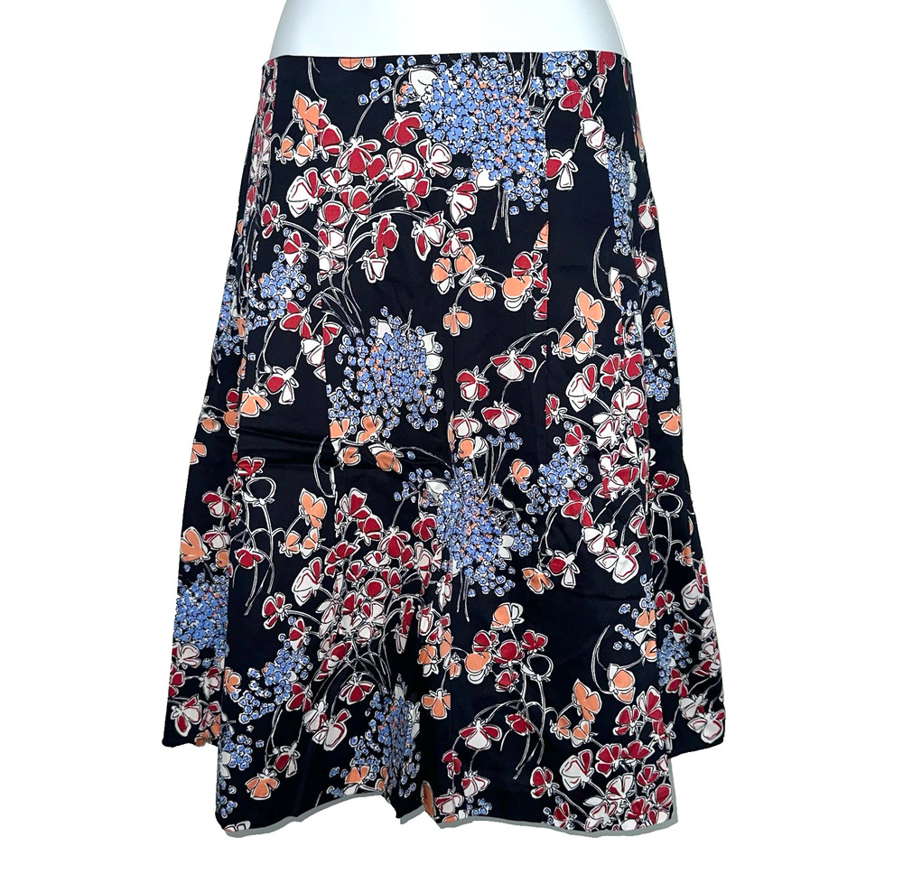 New NWT TALBOTS Size 16 Petite 16P A-Line Knee Length Skirt Floral Garden Cotton