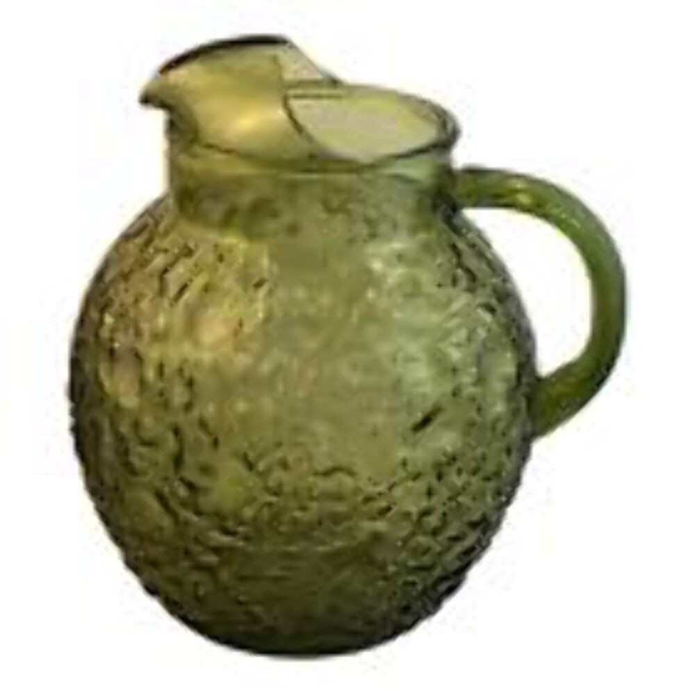 39818 - Vintage Anchor Hocking Lido Milano Avocado Green Ball Serving Pitcher |H