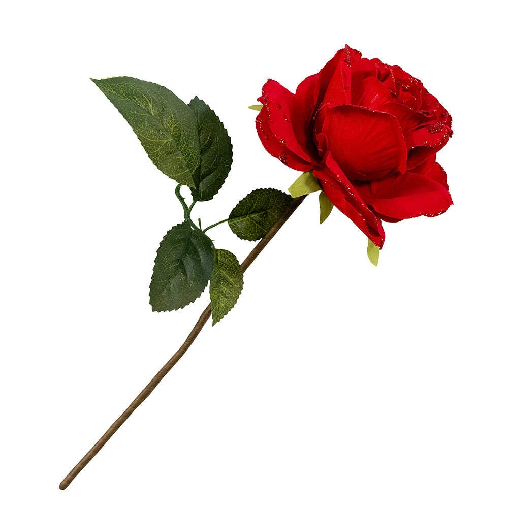Painting the Roses Red Fabric Rose with Glitter Pick 12