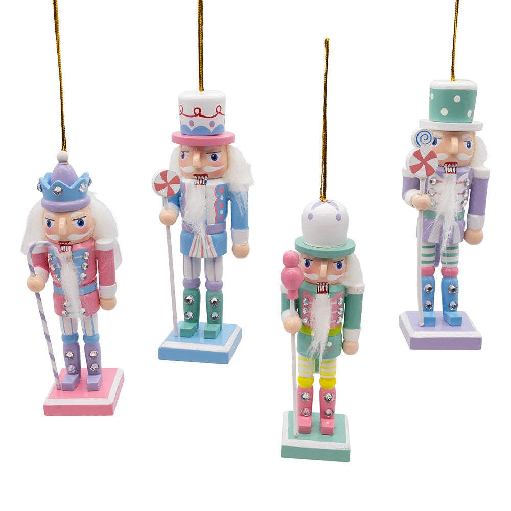 Candy Colored Nutcracker Wooden Ornaments 5