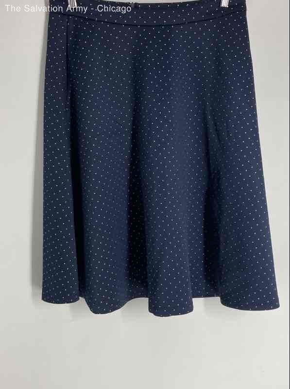 Carmen Marc Valvo Womens Navy Blue Yellow Polka Dot Back Zip A-Line Skirt Size 8