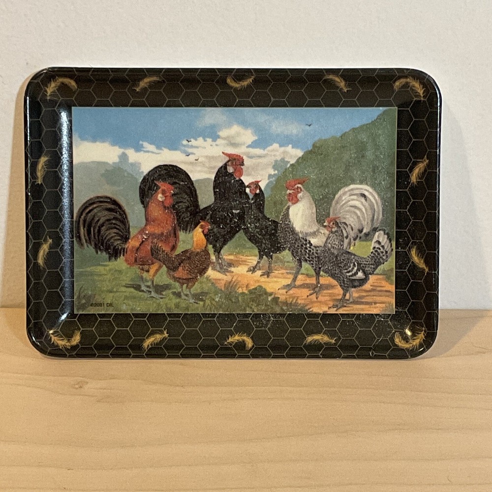 Design Imports International Handcrafted Rooster Chicken Trinket Tray Organizer