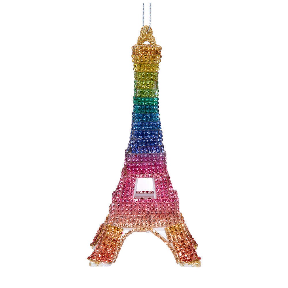 Bedazzled Eiffel Tower With Rainbow Rhinestones Ornament 5.5