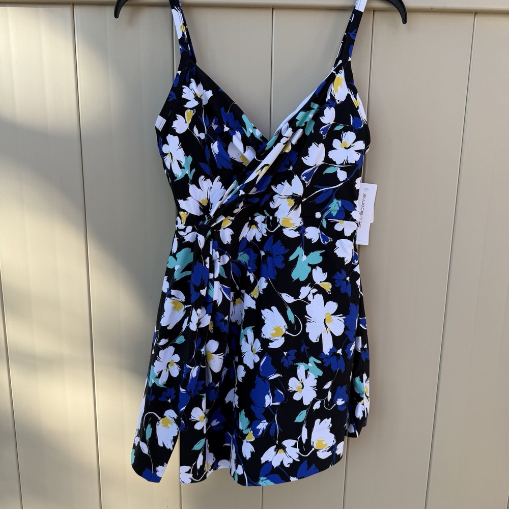 Liz Claiborne Garden Bloom One Piece Swimsuit Swim Dress Size 6 NWT