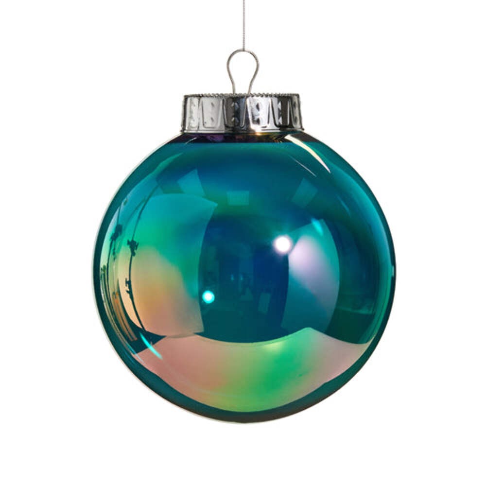 Shatterproof Seamless Bright Teal Iridescent Ball Ornament 8