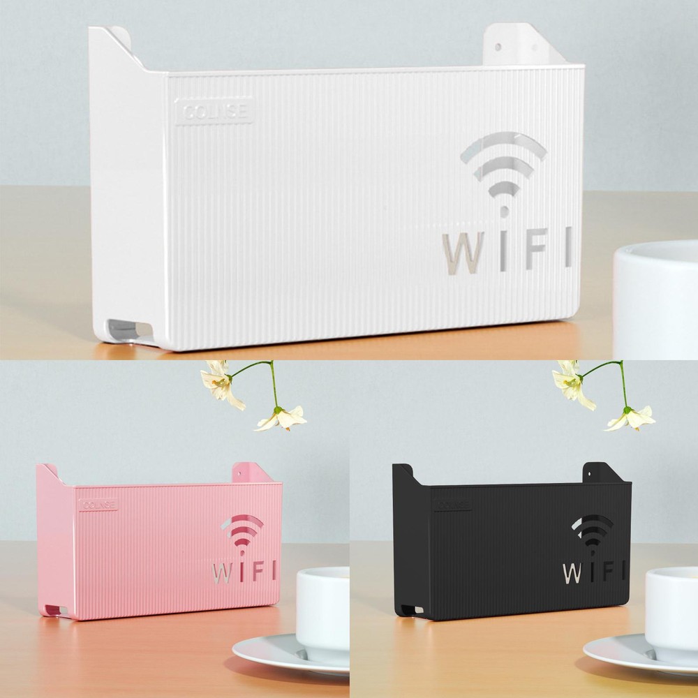 Wireless Wifi Router Shelf Storage Box Wall Mount Cable Power Bracket Organizer
