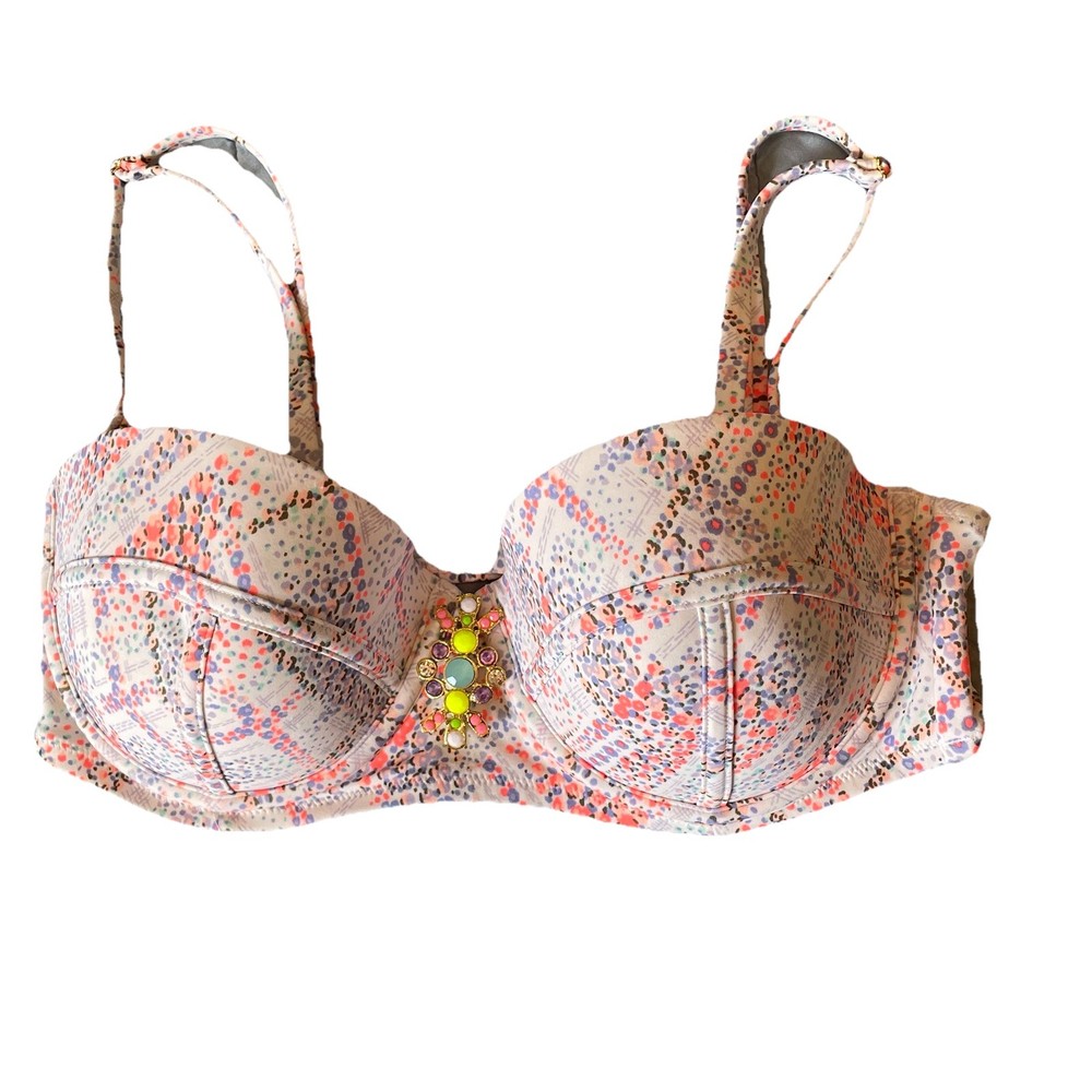 Victoria Secret Swim Bikini Top Womens Sz 36D Beach Swimwear Underwire Jeweled